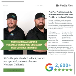 Why Pest Pros Pest Solutions is the #1 Family-Owned Pest Control Provider in Northern California